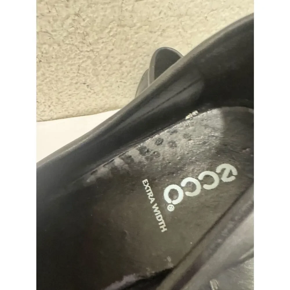 Ecco Men's Black Leather Slip-On Loafers extra wide size 47